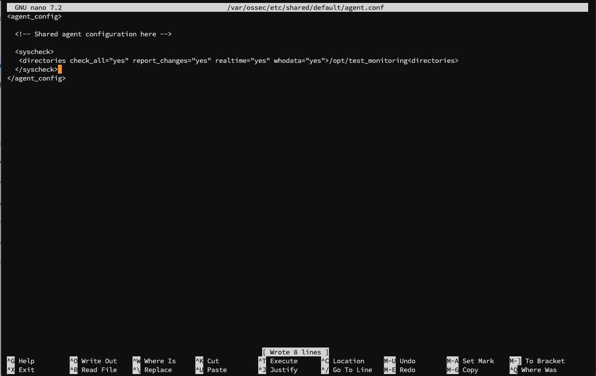Adding FIM policy to the manager's shared agent.conf file